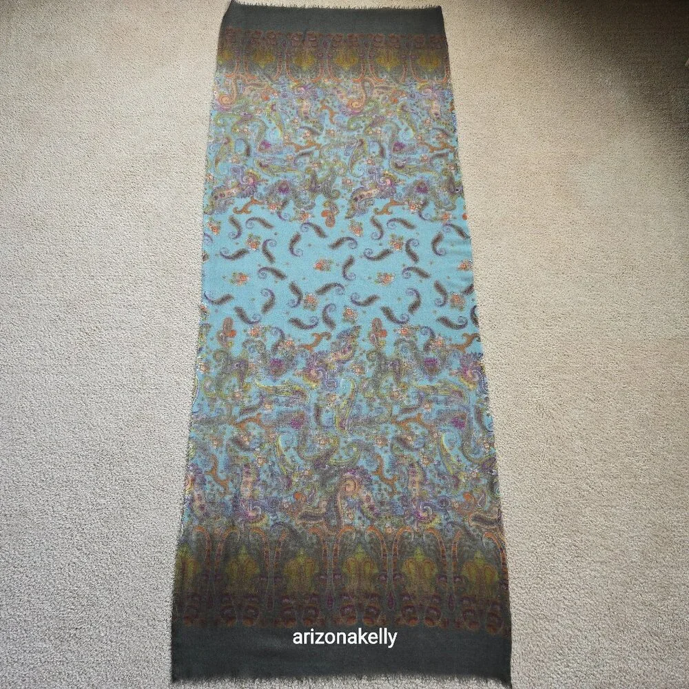 NWOT Wool Scarf Lightweight Colorful Paisley Design